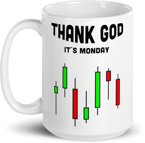 Jimbeels 440 ml: Thank God It‘s Monday | Lustige Tasse | Geschenk für Daytrader Forexhändler Börsianer | Forex Devisenmarkt und Aktien | Lustiger witziger Spruch | Kaffeebecher von Jimbeels
