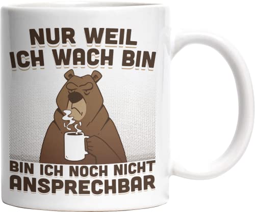 Nur weil ich wach bin bin ich noch nicht ansprechbar Baer lustig bedruckte Kaffeetasse Lustige Sprüche Tasse von Jimbeels