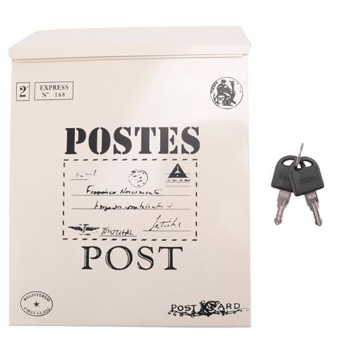 Jimenez Briefkasten Vintage Wandmontage Briefkasten Post Briefkasten Rostbeständiger Briefhalter Passend für Den Außenbereich Weiß von Jimenez