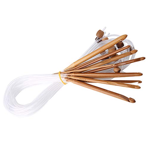 Afghan Tunesian Crochet Hooks Set mit Kunststoffkabel Bambus Crochet Stricknadeln für Häkelanfänger oder Profis von Jimfoty
