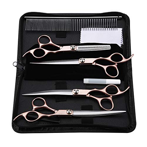 Jimfoty Pet Grooming Scissors Set, 4Pcs Professionelle Hundeschere Schere Kamm Pet Dog Cat Supplies Grooming Tool von Jimfoty