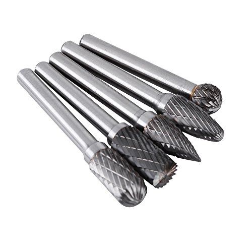 Rotationsschneider, 5 Stk. Wolframstahl-Schleifgrat 6 mm Schaft 10 mm Kopf Rotationsschneider-Bits-Kit Bohrmaschine Schleifen Rotationsfeilen ， Rotationsbohrer-Grate von Jimfoty