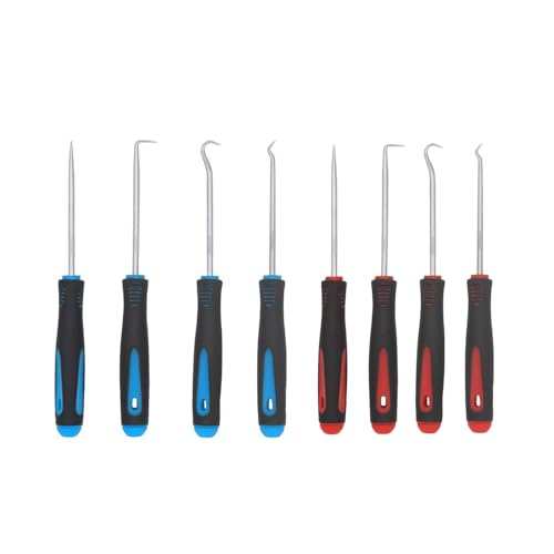 Jimkply 2 Stück Haken Set, 4-Teiliges Mini Pick, 8 Stück Präzisions-Haken- und Dietrich-Set für Automobil, Autoreparatur-Werkzeuge, Kurze Abzieher (Rote und Blaue) von Jimklpy