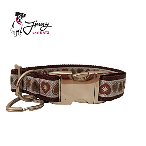 Jimmy und Katz Hundehalsband Alpenliebe Silbergrau 35-58cm x 2,5cm von Jimmy und Katz