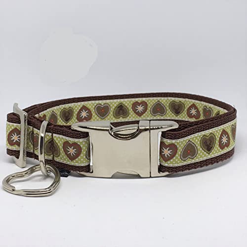 Jimmy und Katz Hundehalsband Alpenliebe grün auf braun 35-58cm x 2,5cm von Jimmy und Katz