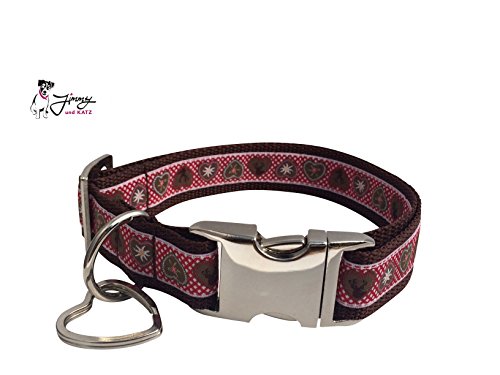 Jimmy und Katz Hundehalsband Alpenliebe rot auf braun 35-58cm x 2,5cm von Jimmy und Katz