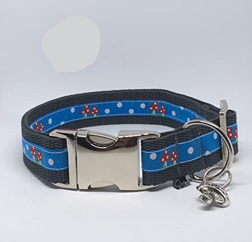 Jimmy und Katz Hundehalsband Fliepi Pilze hellblau 35-58cm x 2,5cm von Jimmy und Katz