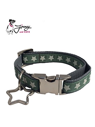 Jimmy und Katz Hundehalsband Sterne Mint 26cm - 40cm x 2cm von Jimmy und Katz