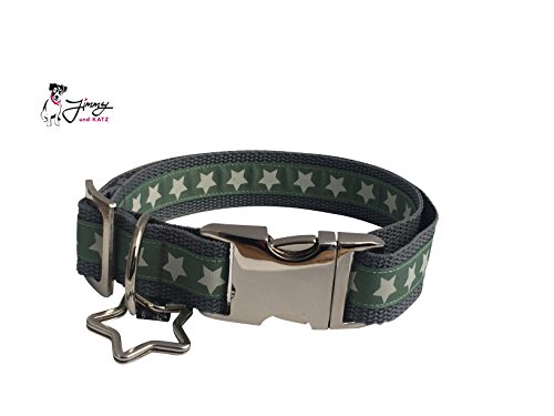 Jimmy und Katz Hundehalsband Sterne Mint 35cm - 58cm x 2,5cm von Jimmy und Katz