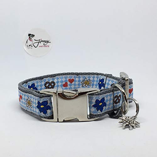 Jimmy und Katz Hundehalsband Weiß -Blau 26-40cm x 2cm von Jimmy und Katz