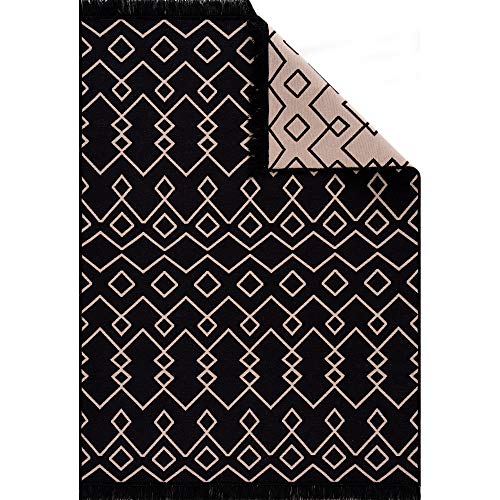 Fashion4Home Teppich Läufer - Tepiche für Wohnzimmer, Schlafzimmer, Küche, Kinderzimmer, Badezimmer - Boho Kelim Teppiche - Läufer Flur Teppich Schwarz-Beige, Größe: 120x170 cm Fashion4Home Teppich Läufer - Tepiche für Wohnzimmer, Schlafzimmer, Küche, Kinderzimmer, Badezimmer - Boho Kelim Teppiche - Läufer Flur Teppich Schwarz-Beige, Größe: 120x170 cm von Jimri