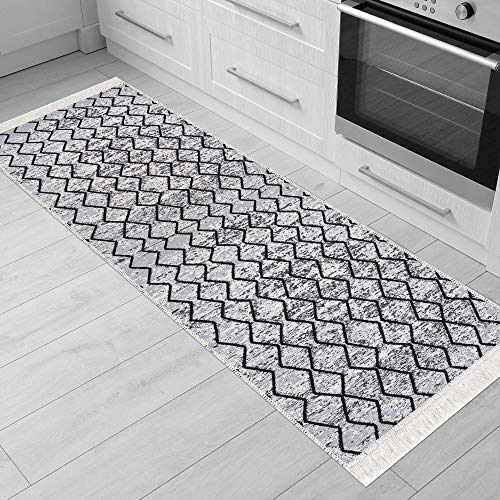 Fashion4Home Teppich Läufer - Tepiche für Wohnzimmer, Schlafzimmer, Küche, Kinderzimmer, Badezimmer - Boho Kelim Teppiche - Läufer Flur Teppich Schwarz-Melange, Größe: 60x90 cm Fashion4Home Teppich Läufer - Tepiche für Wohnzimmer, Schlafzimmer, Küche, Kinderzimmer, Badezimmer - Boho Kelim Teppiche - Läufer Flur Teppich Schwarz-Melange, Größe: 60x90 cm von Jimri