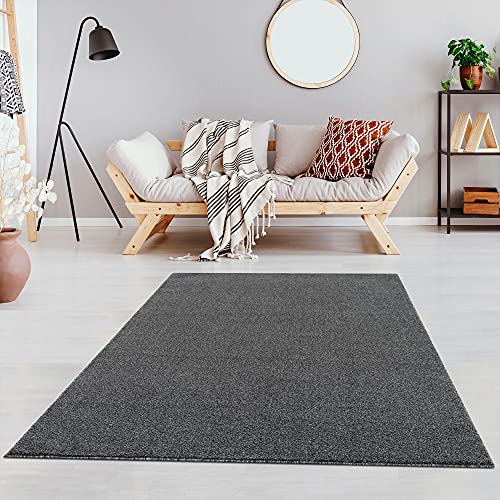 Fashion4Home Teppich Wohnzimmer – Einfarbig Teppich, Uni Teppich fürs Kinderzimmer, Schlafzimmer, Arbeitszimmer, Büro, Flur und Küche - Kurzflor Teppich Grau, Größe: 120x170 cm von Jimri