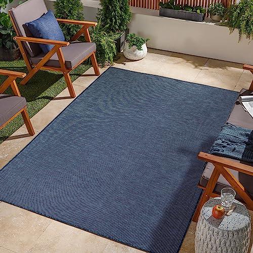 Jimri In- & Outdoor Teppich - Wetterfester Teppich für Balkon, Terrasse, Garten, Wohnzimmer, Küche - Strapazierfähiger Bodenteppich, Widersteht UV-Strahlen & Wasser - Größe 140 x 200 cm, Blau von Jimri