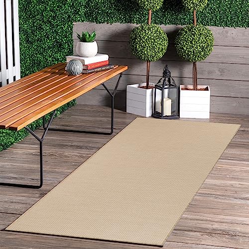 Jimri In- & Outdoor Teppich - Wetterfester Teppich für Balkon, Terrasse, Garten, Wohnzimmer, Küche - Strapazierfähiger Bodenteppich, Widersteht UV-Strahlen & Wasser - Größe 60 x 110 cm, Beige von Jimri