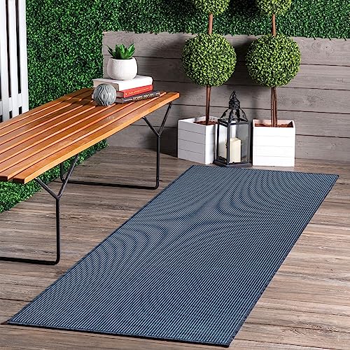 Jimri In- & Outdoor Teppich - Wetterfester Teppich für Balkon, Terrasse, Garten, Wohnzimmer, Küche - Strapazierfähiger Bodenteppich, Widersteht UV-Strahlen & Wasser - Größe 60 x 180 cm, Blau von Jimri