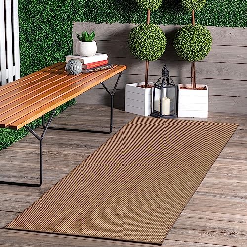 Jimri In- & Outdoor Teppich - Wetterfester Teppich für Balkon, Terrasse, Garten, Wohnzimmer, Küche - Strapazierfähiger Bodenteppich, Widersteht UV-Strahlen & Wasser - Größe 60 x 180 cm, Braun-Taupe von Jimri