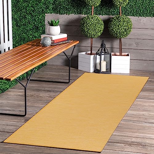 Jimri In- & Outdoor Teppich - Wetterfester Teppich für Balkon, Terrasse, Garten, Wohnzimmer, Küche - Strapazierfähiger Bodenteppich, Widersteht UV-Strahlen & Wasser - Größe 60 x 180 cm, Gelb von Jimri