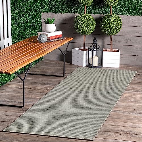 Jimri In- & Outdoor Teppich - Wetterfester Teppich für Balkon, Terrasse, Garten, Wohnzimmer, Küche - Strapazierfähiger Bodenteppich, Widersteht UV-Strahlen & Wasser - Größe 60 x 180 cm, Silber von Jimri