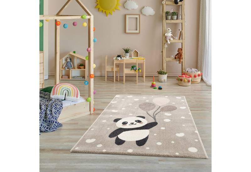 Jimri Kinderteppich Happy Friends Teppich für Kinderzimmer, Kinderteppich Bär Hase Panda, Läufer von Jimri