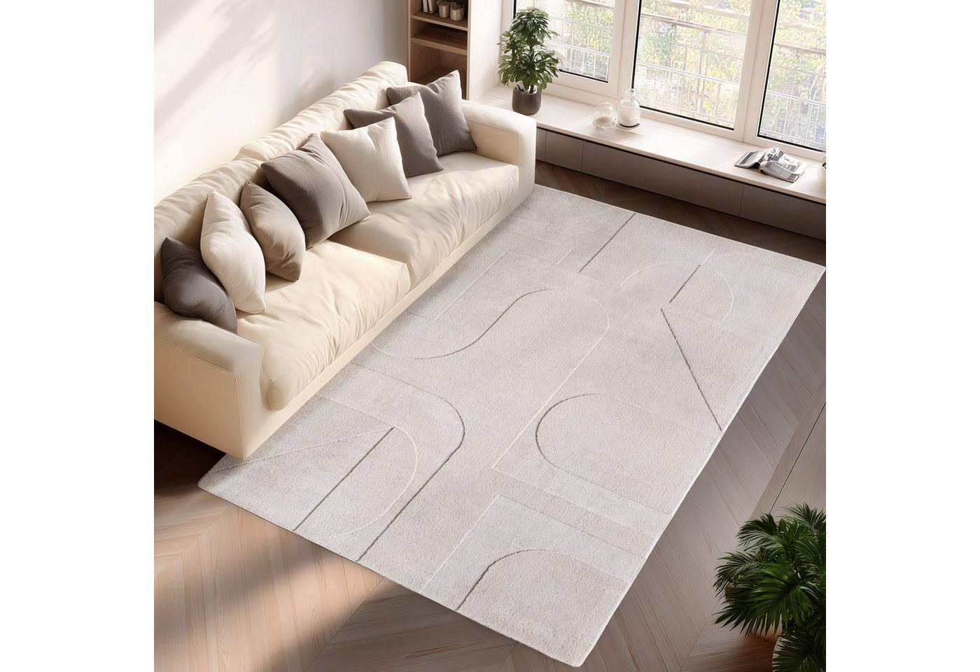 Jimri Teppich COSY - Skandinavischer Boho Geometrisch Modernerteppich Unifarben, Rechteckig, Höhe: 12 mm, Hoch-Tief-Effekt, Kurzflor Jimri Teppich COSY - Skandinavischer Boho Geometrisch Modernerteppich Unifarben, Rechteckig, Höhe: 12 mm, Hoch-Tief-Effekt, Kurzflor von Jimri
