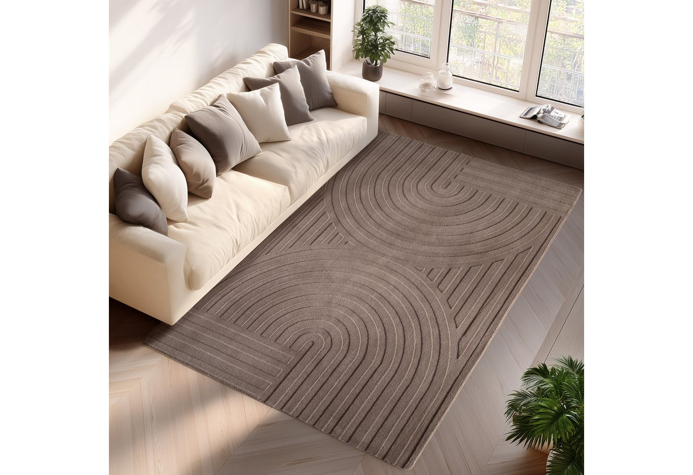 Jimri Teppich COSY - Skandinavischer Boho Geometrisch Modernerteppich Unifarben, Rechteckig, Höhe: 12 mm, Hoch-Tief-Effekt, Kurzflor Jimri Teppich COSY - Skandinavischer Boho Geometrisch Modernerteppich Unifarben, Rechteckig, Höhe: 12 mm, Hoch-Tief-Effekt, Kurzflor von Jimri