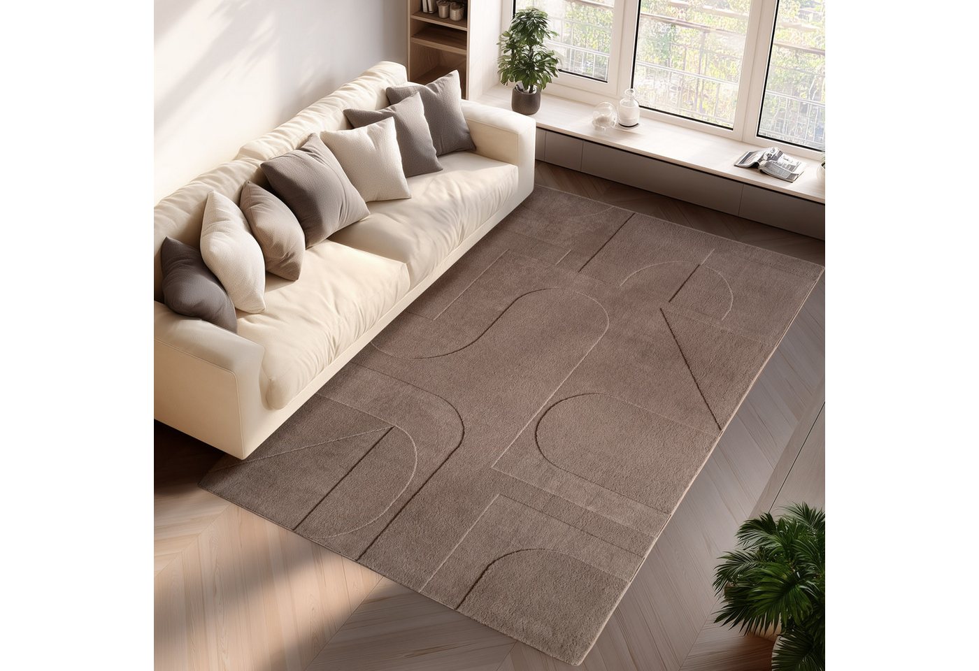 Jimri Teppich COSY - Skandinavischer Boho Geometrisch Modernerteppich Unifarben, Rechteckig, Höhe: 12 mm, Hoch-Tief-Effekt, Kurzflor Jimri Teppich COSY - Skandinavischer Boho Geometrisch Modernerteppich Unifarben, Rechteckig, Höhe: 12 mm, Hoch-Tief-Effekt, Kurzflor von Jimri
