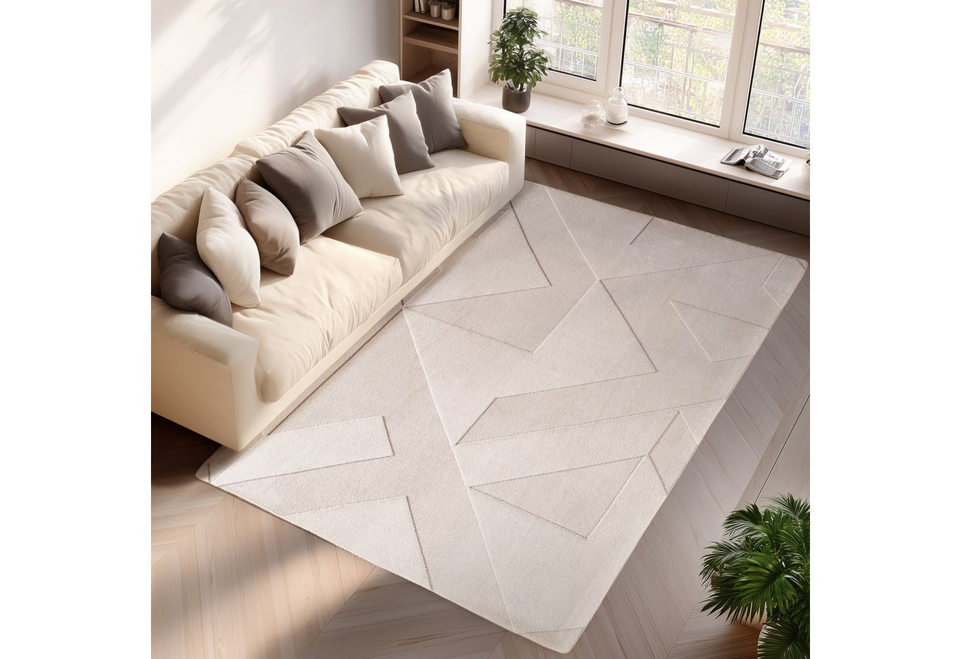 Jimri Teppich COSY - Skandinavischer Boho Geometrisch Modernerteppich Unifarben, Rechteckig, Höhe: 12 mm, Hoch-Tief-Effekt, Kurzflor Jimri Teppich COSY - Skandinavischer Boho Geometrisch Modernerteppich Unifarben, Rechteckig, Höhe: 12 mm, Hoch-Tief-Effekt, Kurzflor von Jimri