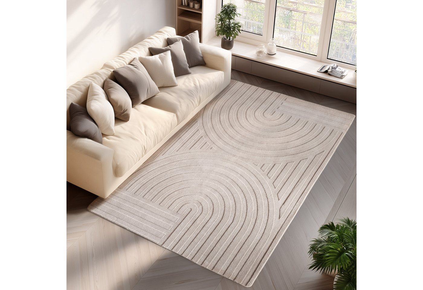 Jimri Teppich COSY - Skandinavischer Boho Geometrisch Modernerteppich Unifarben, Rechteckig, Höhe: 12 mm, Hoch-Tief-Effekt, Kurzflor Jimri Teppich COSY - Skandinavischer Boho Geometrisch Modernerteppich Unifarben, Rechteckig, Höhe: 12 mm, Hoch-Tief-Effekt, Kurzflor von Jimri