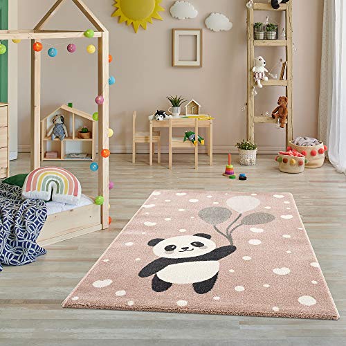 Jimri Teppich Kinderzimmer - Teppiche für Kinderzimmer, Kinderteppich, Kinderteppich Mädchen, Bär, Panda, (Hellrosa, Größe: 120x170 cm) von Jimri