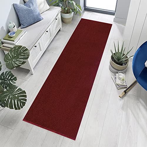 Jimri Teppich Läufer - Maschinengefertigter Kurzflor Läufer für Büro, Wohnzimmer, Schlafzimmer, Flur usw., Premium Polypropylen-Gewebe mit weicher Filzunterlage, Größe: 80x150 cm, Rot von Jimri