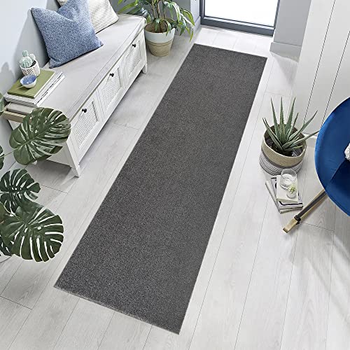 Jimri Teppich Läufer - Maschinengefertigter Kurzflor Läufer für Büro, Wohnzimmer, Schlafzimmer, Flur usw., Premium Polypropylen-Gewebe mit weicher Filzunterlage, Größe: 80x250 cm, Grau Jimri Teppich Läufer - Maschinengefertigter Kurzflor Läufer für Büro, Wohnzimmer, Schlafzimmer, Flur usw., Premium Polypropylen-Gewebe mit weicher Filzunterlage, Größe: 80x250 cm, Grau von Jimri