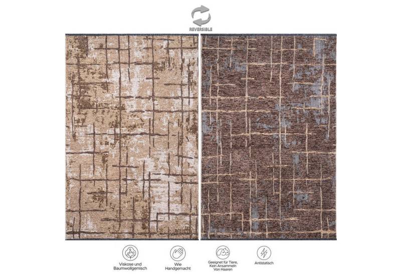 Jimri Teppich SOHO, Rechteckig, Höhe: 8 mm, Wohnzimmer Eleganter Kurzflor Teppich Modern Flachgewebe von Jimri