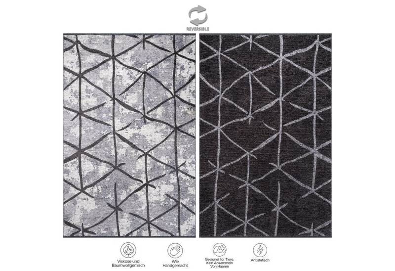 Jimri Teppich SOHO, Rechteckig, Höhe: 8 mm, Wohnzimmer Eleganter Kurzflor Teppich Modern Flachgewebe von Jimri