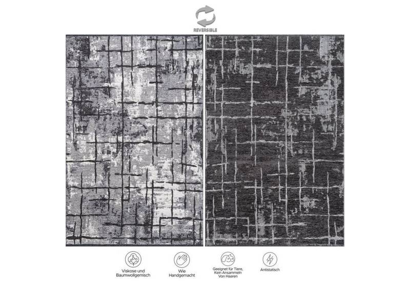 Jimri Teppich SOHO, Rechteckig, Höhe: 8 mm, Wohnzimmer Eleganter Kurzflor Teppich Modern Flachgewebe von Jimri