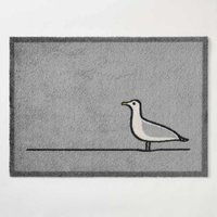 Möwe Fußmatte in Grau, 50 cm X 70 cm, Maschinenwaschbare Für Strandhaus, Geschenk Strandliebhaber von JinDesignsShop