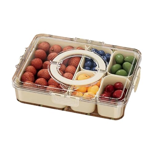 StüCk Snackbox Mit 8/4 FäChernn, Snack-Organizer Mit Deckel Und Griff, Einzelne FrüChte/NüSse/Cracker FüR Sandwiches Oder Salate, Verbesserte Version Des Fluffy Snack Packs (1 Stk-5 Fächer) von JinDouer