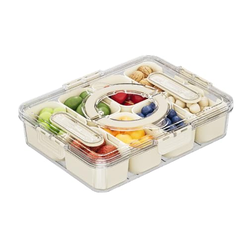 StüCk Snackbox Mit 8/4 FäChernn, Snack-Organizer Mit Deckel Und Griff, Einzelne FrüChte/NüSse/Cracker FüR Sandwiches Oder Salate, Verbesserte Version Des Fluffy Snack Packs (1Stck/8 FächerGeschirr) von JinDouer