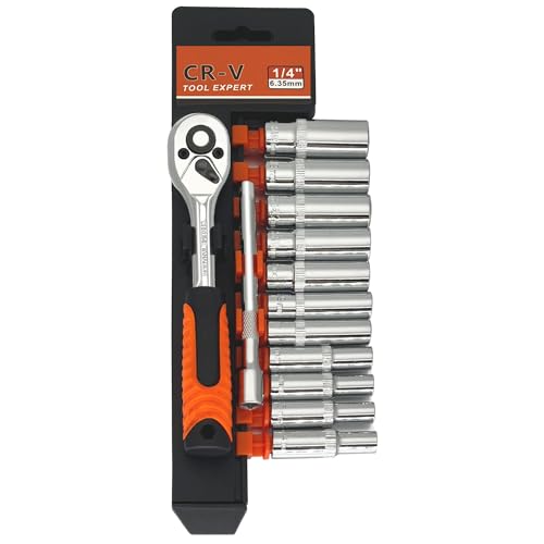 JinPhon 1/4" Ratschenset Profi, Steckschlüsselsatz 1/4, Kleine Ratsche mit 24-Zahn Feinmechanik & Cr-V Bits, Komplettset mit Quick-Release, Verlängerung, Organizer, Ratchet Wrench Set XL JinPhon 1/4" Ratschenset Profi, Steckschlüsselsatz 1/4, Kleine Ratsche mit 24-Zahn Feinmechanik & Cr-V Bits, Komplettset mit Quick-Release, Verlängerung, Organizer, Ratchet Wrench Set XL von JinPhon