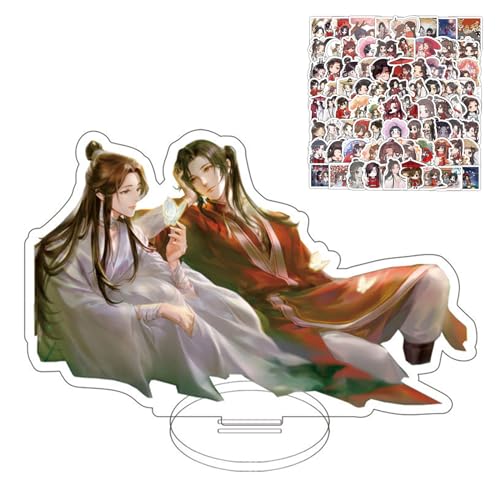 JinYu Acrylic Cardboard Cutouts Tian Guan Ci Fu Xie Lian Hua Cheng Stand Figure Model Stand Desk Decor and 10pcs Stickers for Fans (big A) von JinYu
