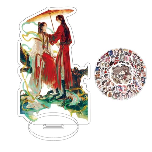 JinYu Acrylic Cardboard Cutouts Tian Guan Ci Fu Xie Lian Hua Cheng Stand Figure Model Stand Desk Decor and 10pcs Stickers for Fans (big B) von JinYu
