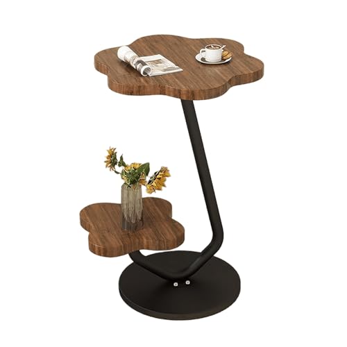 JinZao Beistelltisch C Form, Mit Dreischichtiger Holzplatte, Wasser- Und Ölbeständig, Beistelltisch Couch Rund Klein, Langlebiger Rahmen Aus Karbonstahl, Cremeweiß(A) von JinZao