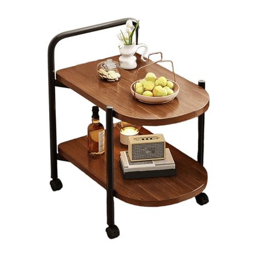 JinZao Beistelltisch Couch Mit Rollen, Moderner Geschwungener Couchtisch Klein, Nachttisch Wohnzimmer, Rahmen Aus Karbonstahl, Mit Zweischichtiger Holzplatte, Schwarz, Braun Und Weiß, 59x38x64cm(A,A) JinZao Beistelltisch Couch Mit Rollen, Moderner Geschwungener Couchtisch Klein, Nachttisch Wohnzimmer, Rahmen Aus Karbonstahl, Mit Zweischichtiger Holzplatte, Schwarz, Braun Und Weiß, 59x38x64cm(A,A) von JinZao