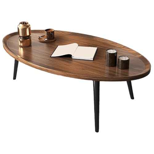 JinZao Brauner Wohnzimmer Beistelltisch Couch, Couchtisch Klein Runder, Schlafzimmer-Nachttisch Aus Holz, Mit 2 Tabletts, Kratzfest Und Wasserfest(80X55X38CM) von JinZao