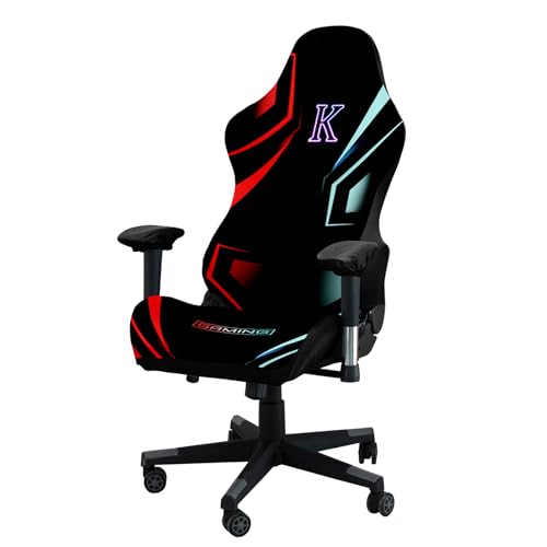 JinZao Elastischer Gaming Stuhl Bezug, Bürostuhl Bezug Mit Armlehnen Und Rückenlehne,Gaming Chair Cover Aus Polyester Mit Buchstabenmuster, Für Computerstuhl, Gamning-Stuhl, Drehstuh(K) von JinZao