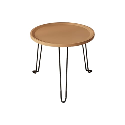 JinZao Moderner Beistelltisch Couch, Couchtisch Klein Runder, Nachttisch, Mit 1 Pp-Tablett, Klappbare Beine Aus Karbonstahl, Für Schlafzimmer, Balkon Und Wohnzimmer(D) von JinZao