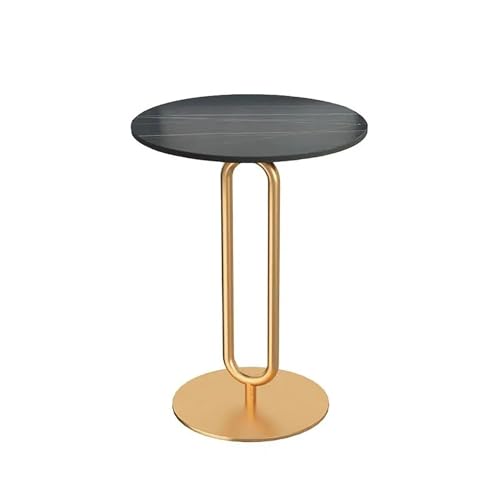 JinZao Moderner Beistelltisch Couch Aus Metall, Wohnzimmer-Couchtisch Runder Klein, Nachttisch, Mit Rockboard-Schreibtisch, Stabiles Metallgestell, Korrosionsbeständig Und Rostfrei(B,40X40X55CM) von JinZao