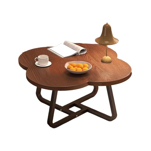 JinZao Moderner Brauner Beistelltisch Couch, Runder Wohnzimmer-Couchtisch Klein, Nachttisch, Stabile Und Langlebige Tischplatte Aus Massivholz Und Untergestell Aus Karbonstahl(50X50X40CM) von JinZao