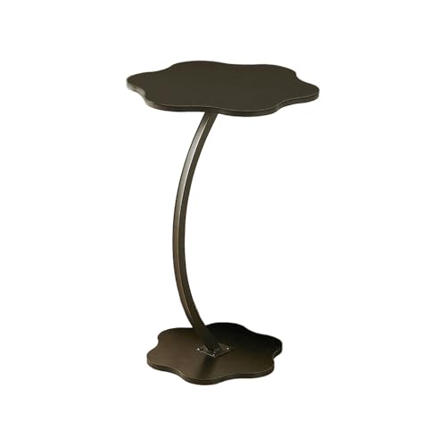 JinZao Moderner Nordischer Beistelltisch C Form, Mit Wolkenförmiger Holzplatte, Beistelltisch Couch Rund Klein,Stützstange Aus Karbonstahl, Höhe 60 cm, Für Das Wohnzimmer(B) von JinZao