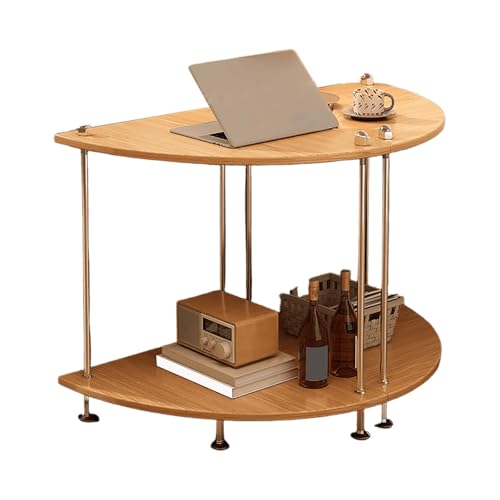 JinZao Modularer Beistelltisch Couch, Couchtisch Rund Klein, Nachttisch Mit 2 Holzablagen, Stahlbeine Mit Rutschfesten Pads, Originalholz, Schwarz-Weiß(A,80X40X53CM) von JinZao